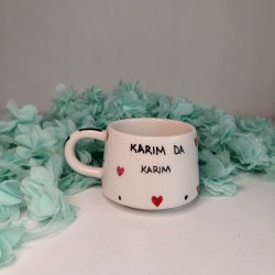 Karım Da Karım Yazılı Kırmızı Kalp Detaylı El Yapımı Seramik Kupa